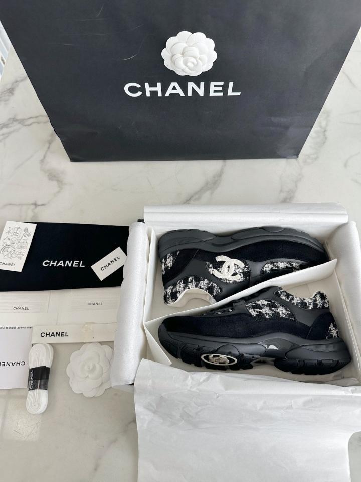 Chanel sneakers tweed and calfskin black and white G38299 -duoc-ban-tai-HVIP Shoes & Clothes