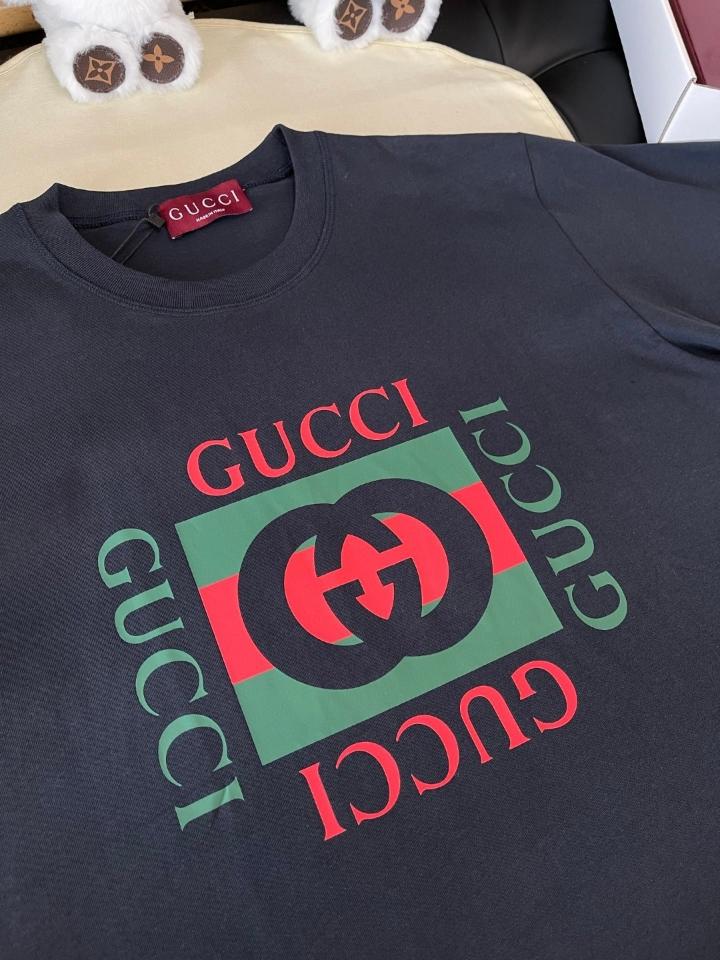 GUCCI Printed cotton jersey T-shirt 784361 navy -duoc-ban-tai-HVIP Shoes & Clothes