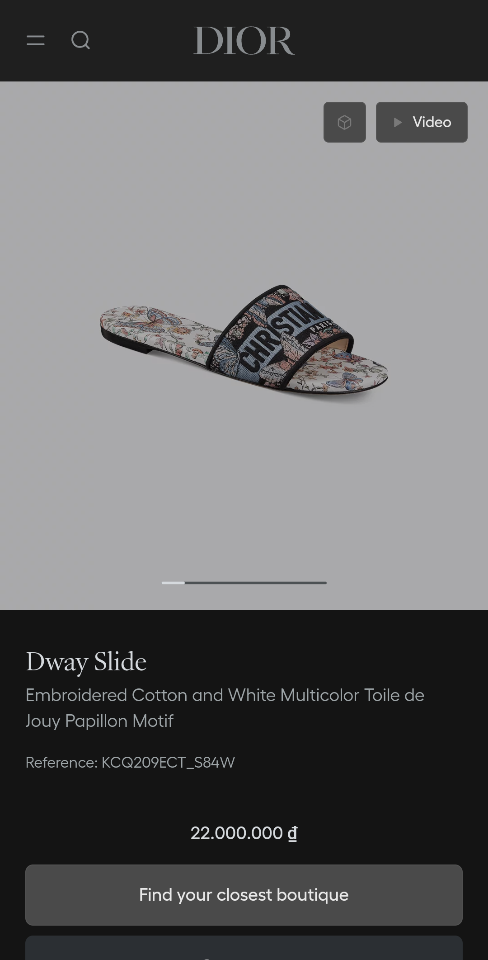 Dior Dway Slide 
Embroidered Cotton and White Multicolor Toile de Jouy Papillon Motif KCQ209ECT-duoc-ban-tai-HVIP Shoes & Clothes