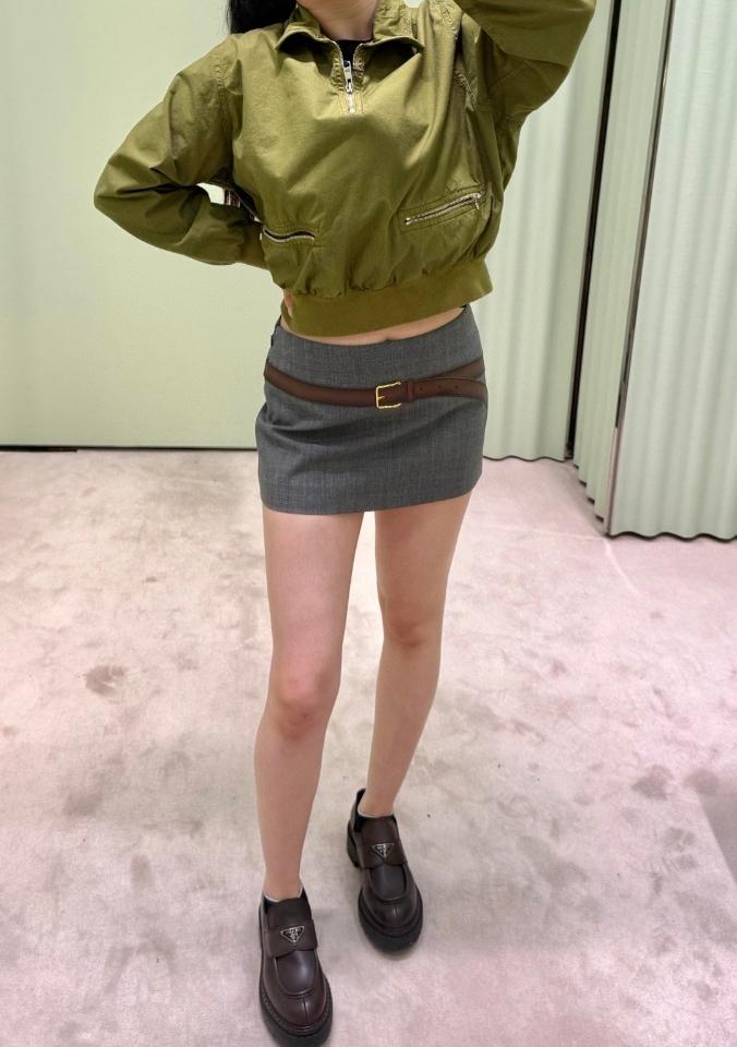 Prada Technical wool mini skirt with printed belt .-duoc-ban-tai-HVIP Shoes & Clothes