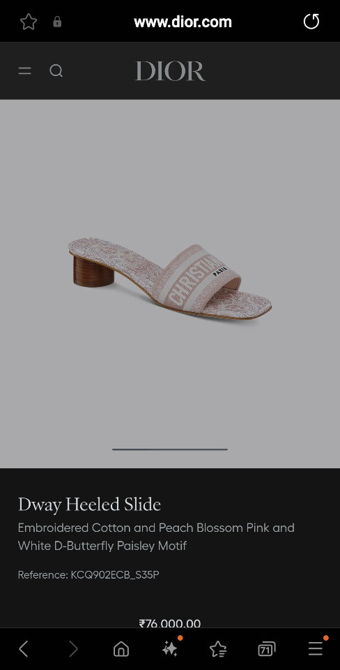 Dior Dway Heeled Slide
Embroidered Cotton and Peach Blossom Pink and White D-Butterfly Paisley Motif KCQ902ECB_S35P-duoc-ban-tai-HVIP Shoes & Clothes