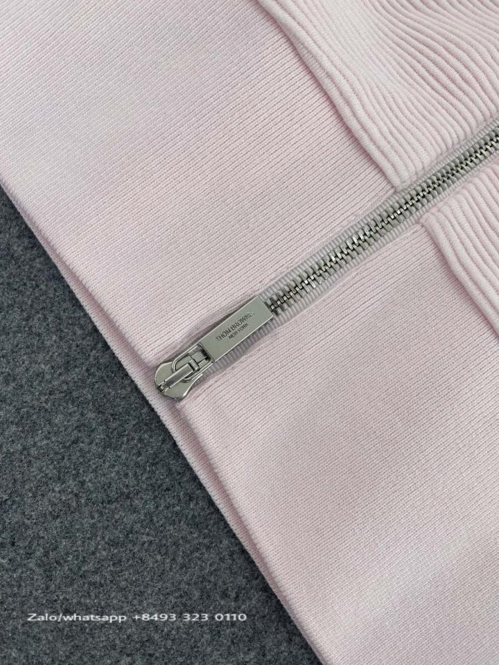 Thom Browne LIGHT pink  OTTOMAN RIB 4-BAR ZIP HOODIE FJT205A08138055 tur-duoc-ban-tai-Hvip Bags & Accessories