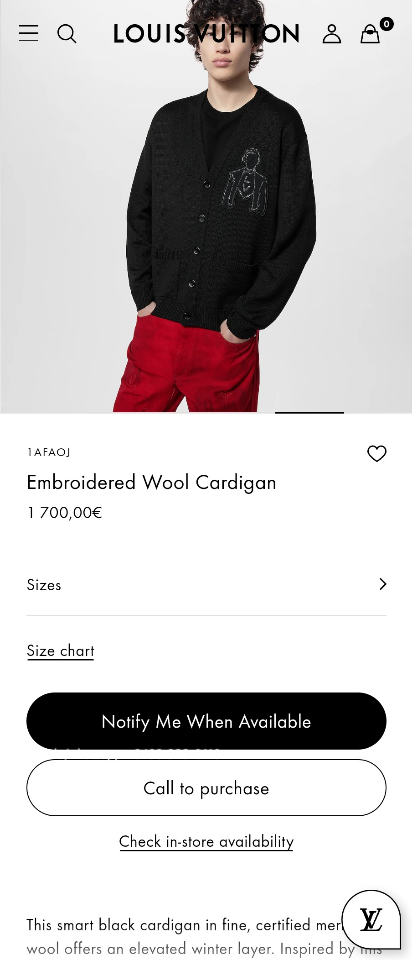 Louis Vuitton 1AFAOJ
Embroidered Wool Cardigan tur-duoc-ban-tai-Hvip Bags & Accessories