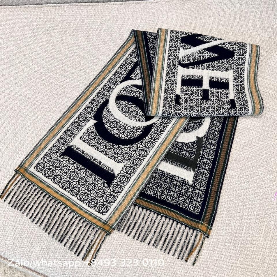 Loewe  LOEWE Love scarf in
wool and cashmere F606257X51 navy blue K4-duoc-ban-tai-Hvip Bags & Accessories