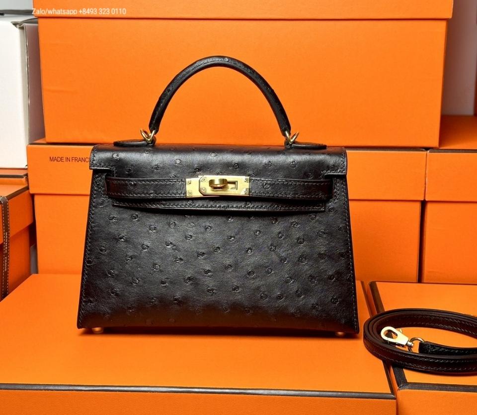 Hermès Kelly mini 20cm Noir (89) Ostrich GHW H2-duoc-ban-tai-Hvip Bags & Accessories