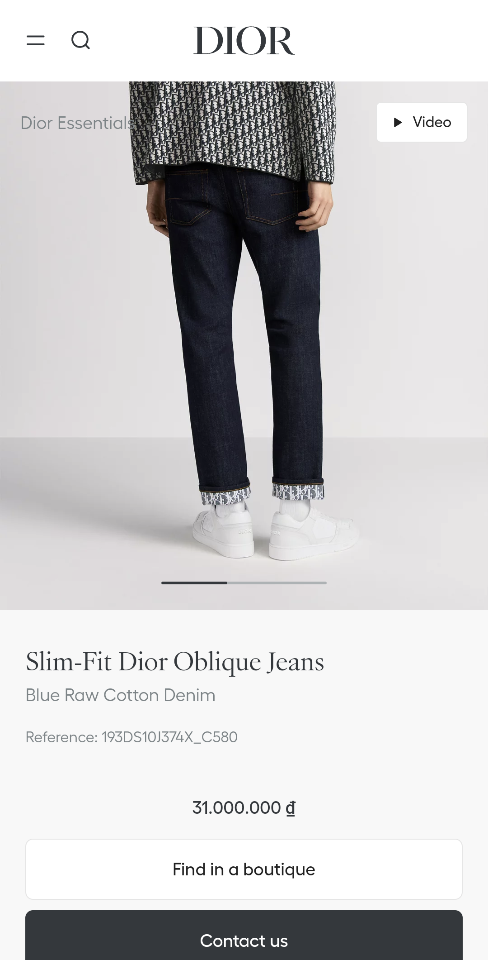 Dior Slim-Fit Dior Oblique Jeans
Blue Raw Cotton Denim 193DS10J374X_C580-duoc-ban-tai-HVIP Shoes & Clothes