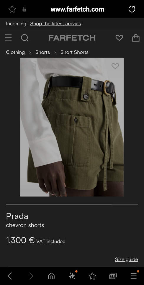 Prada
chevron shorts in khaki green-duoc-ban-tai-HVIP Shoes & Clothes