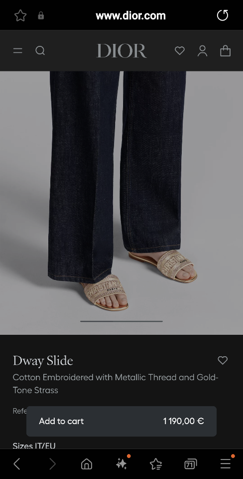 Dior Dway Slide
Cotton Embroidered with Metallic Thread and Gold-Tone Strass KCQ209LCS_S62K-duoc-ban-tai-HVIP Shoes & Clothes
