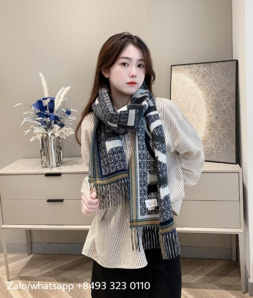 Loewe  LOEWE Love scarf in
wool and cashmere F606257X51 navy blue K4-duoc-ban-tai-Hvip Bags & Accessories