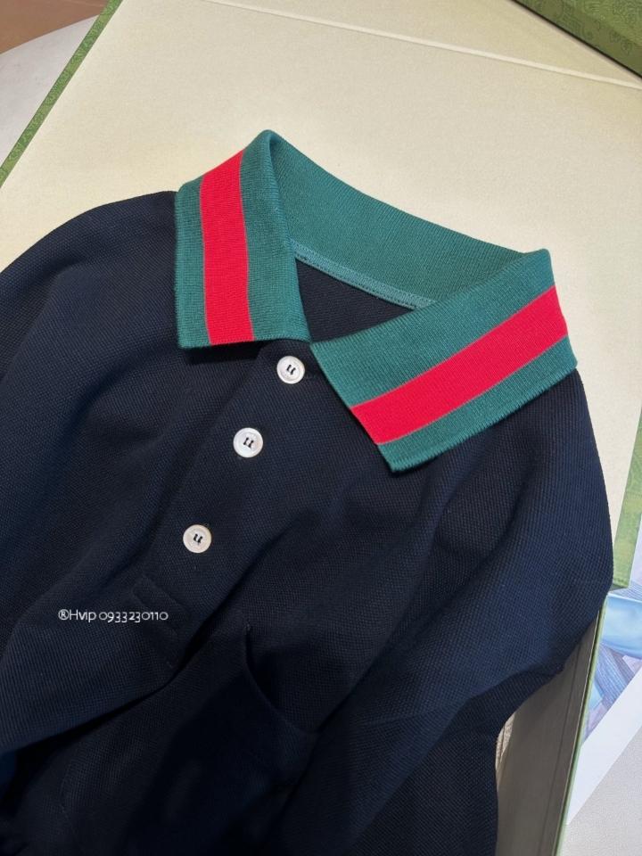 Gucci COTTON PIQUET POLO WITH WEB COLLAR 701735 Black-duoc-ban-tai-Hvip Bags & Accessories