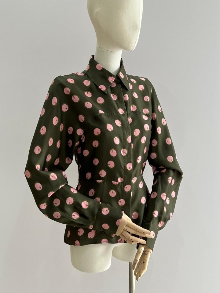 Fendi silk blouse black and pink-duoc-ban-tai-HVIP Shoes & Clothes