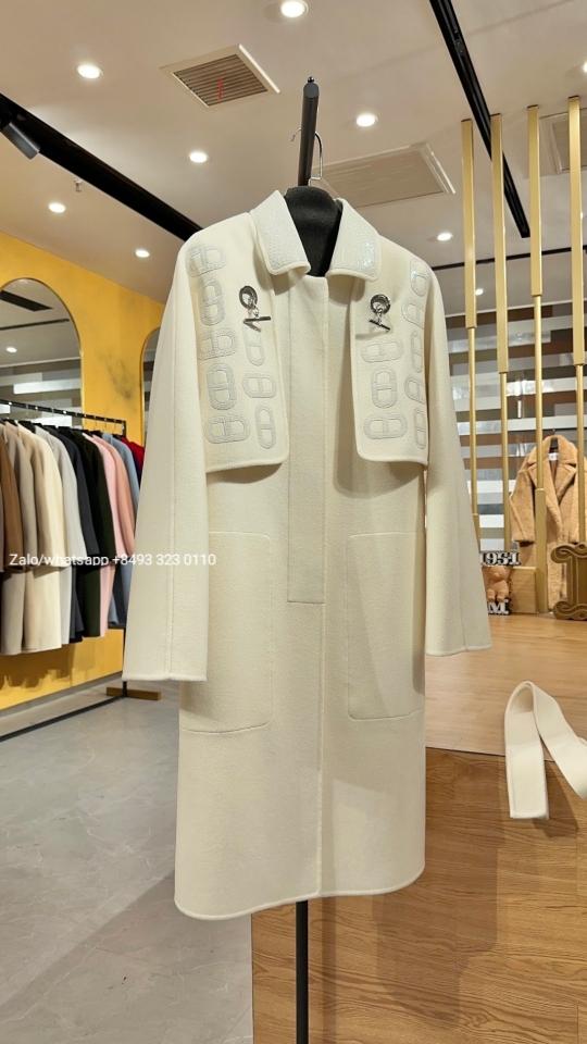 HERMES long coat cashmere and leather white pl1-duoc-ban-tai-Hvip Bags & Accessories
