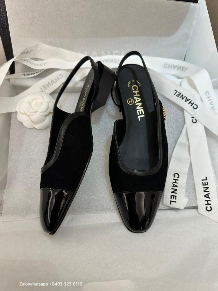Chanel SLINGBACKS   Suede Kidskin, Lambskin & Patent Calfskin  Black G46000 S3-duoc-ban-tai-Hvip Bags & Accessories