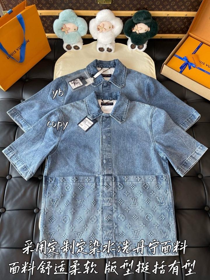 Louis Vuitton 1ABLDH Short-Sleeved Denim Workwear Shirt 1-duoc-ban-tai-HVIP Shoes & Clothes