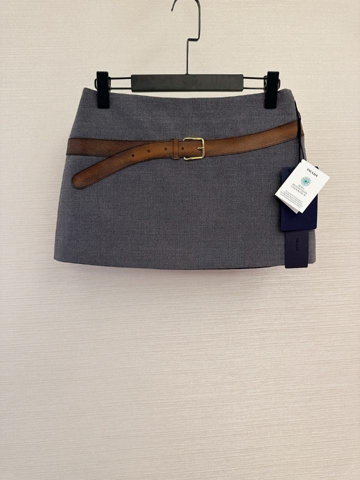 Prada Technical wool mini skirt with printed belt .-duoc-ban-tai-HVIP Shoes & Clothes