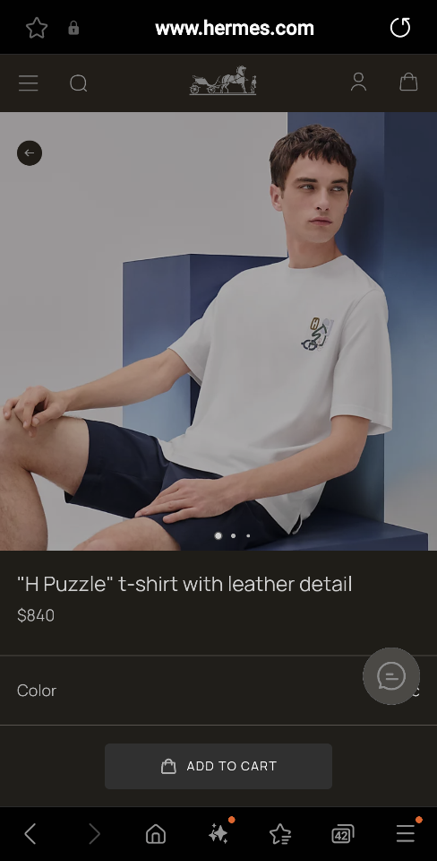 Hermès "H Puzzle" t-shirt with leather detail white H555500H367-duoc-ban-tai-HVIP Shoes & Clothes