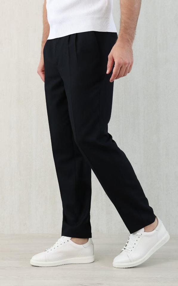 Brunello Cucinelli Leisure fit trousers with drawstring in wool and cotton navy black -duoc-ban-tai-HVIP Shoes & Clothes