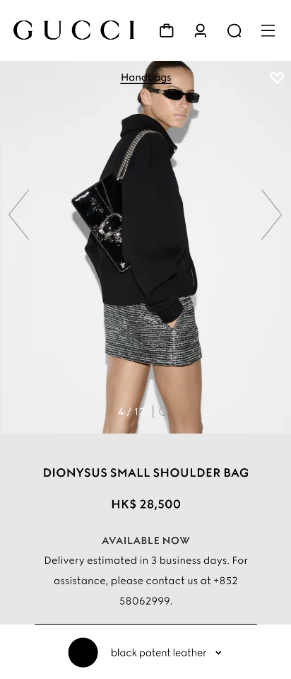    GUCCI DIONYSUS SMALL SHOULDER BAG black patent leather 795005 G1 -duoc-ban-tai-Hvip Bags & Accessories