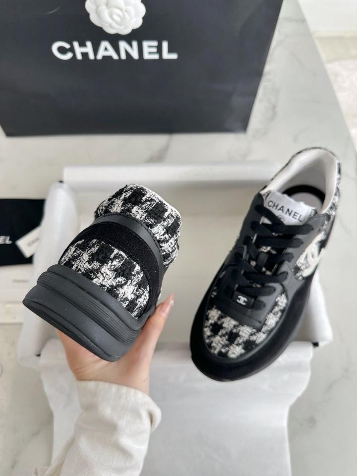 Chanel sneakers tweed and calfskin black and white G38299 -duoc-ban-tai-HVIP Shoes & Clothes