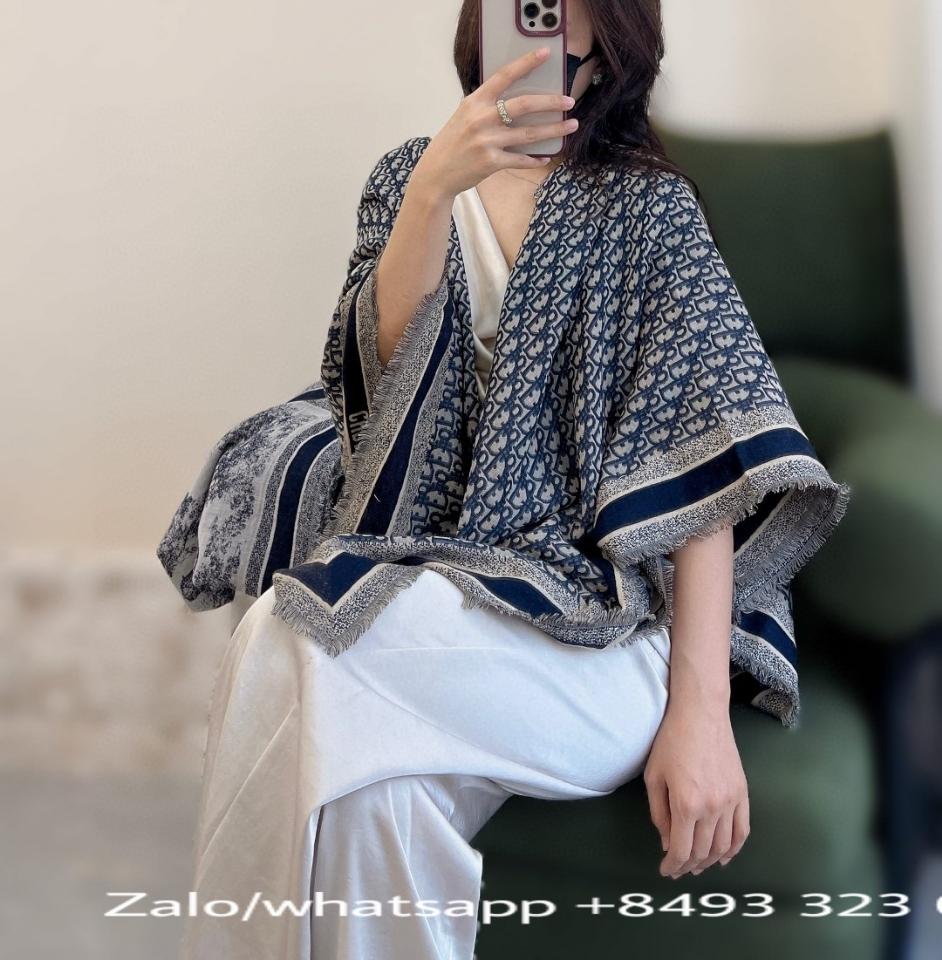 Dior Oblique Shawl Navy Blue Wool, Silk and Cotton 12DOB140I142_C540 K3-duoc-ban-tai-Hvip Bags & Accessories