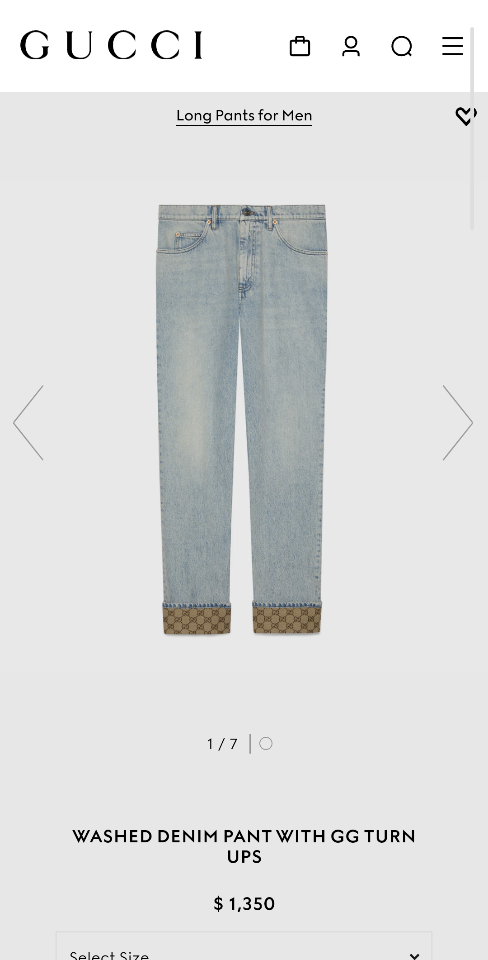 Gucci Washed denim pant with GG turn ups 774078-duoc-ban-tai-HVIP Shoes & Clothes