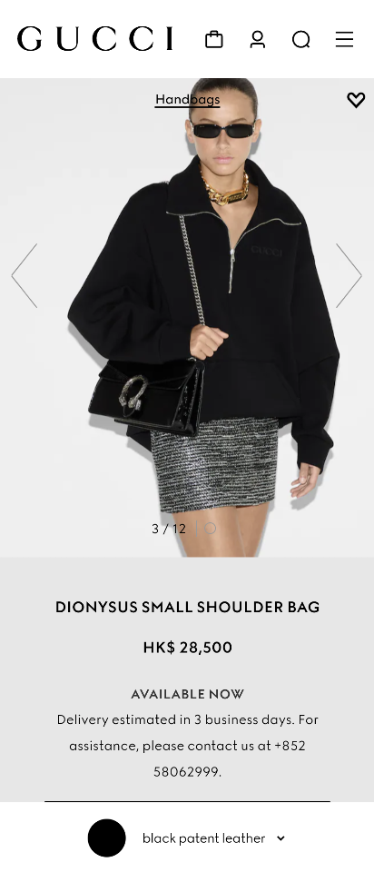     GUCCI DIONYSUS SMALL SHOULDER BAG black patent leather 795005 G1 -duoc-ban-tai-Hvip Bags & Accessories