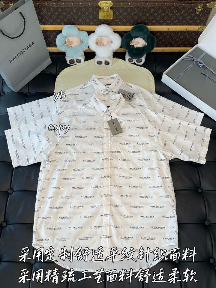 Balenciaga White and Black Allover Logo Short Sleeve Shirt 192342M192033-duoc-ban-tai-HVIP Shoes & Clothes