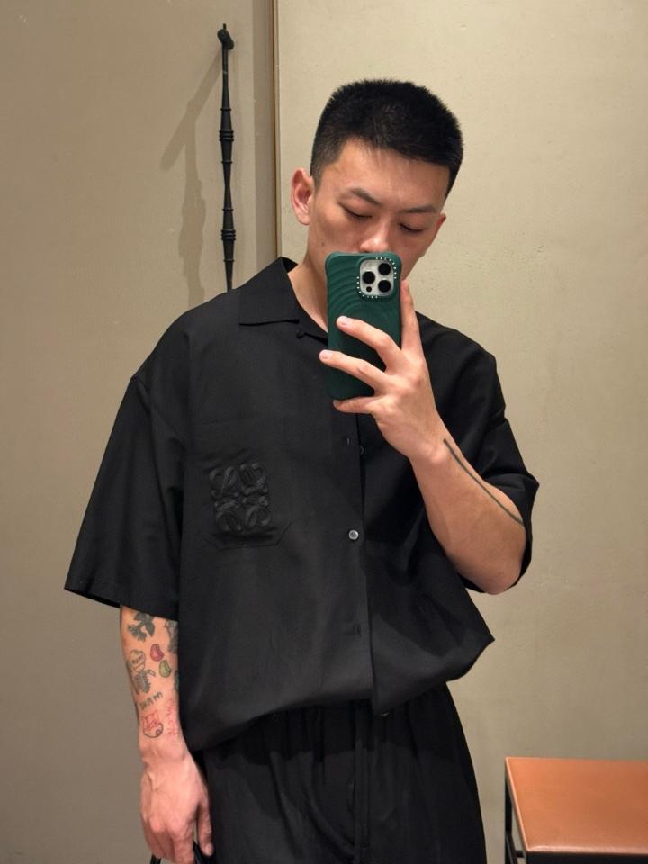 Loewe Short sleeve shirt in viscose and linen-duoc-ban-tai-HVIP Shoes & Clothes