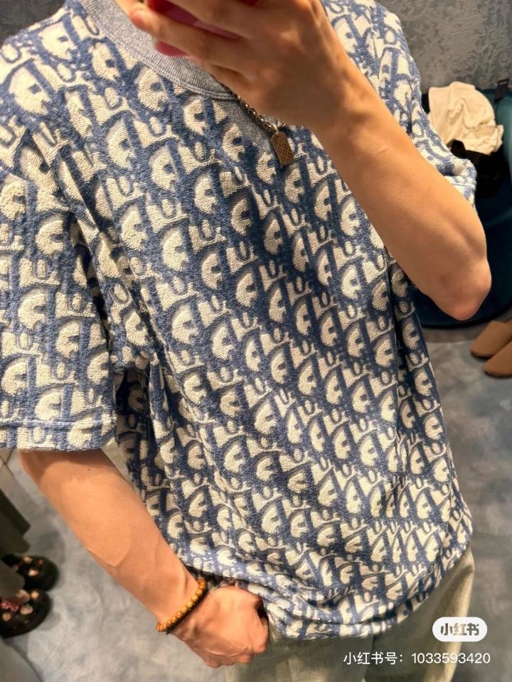 Dior Oblique T-Shirt, Relaxed Fit
Blue and White Terry Cotton Jersey
 483J646A0906_C185-duoc-ban-tai-HVIP Shoes & Clothes