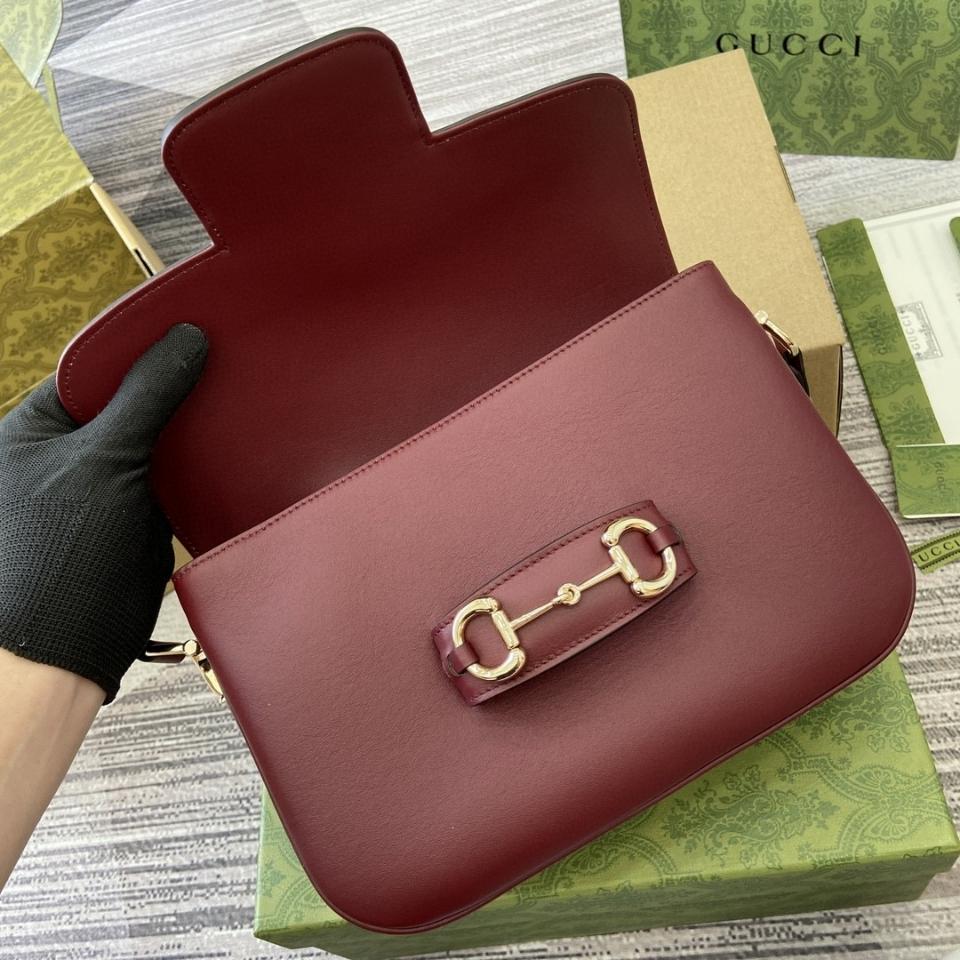 Gucci GUCCI HORSEBIT 1955 SMALL SHOULDER BAG rosso Ancora red leather 815178 G1-duoc-ban-tai-Hvip Bags & Accessories