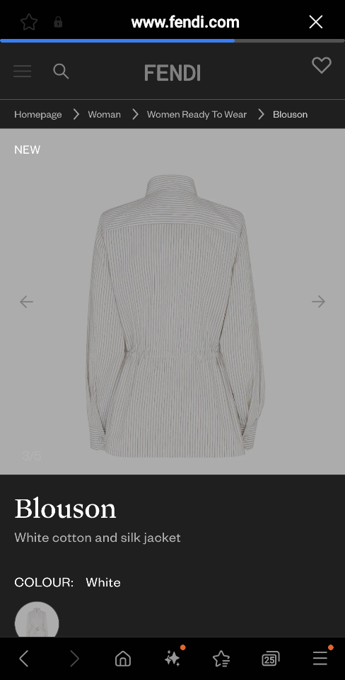 Fendi Blouson White cotton and silk jacket-duoc-ban-tai-HVIP Shoes & Clothes