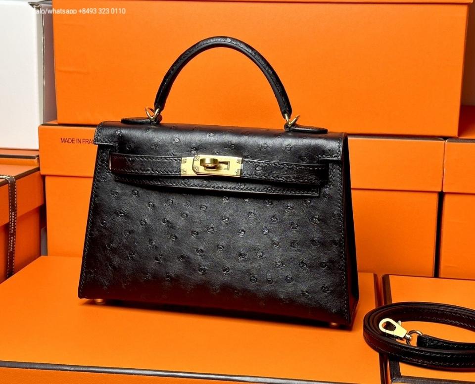 Hermès Kelly mini 20cm Noir (89) Ostrich GHW H2-duoc-ban-tai-Hvip Bags & Accessories