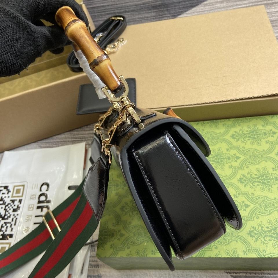 GUCCI GUCCI BAMBOO 1947 SMALL TOP HANDLE BAG black patent leather 675797 G1-duoc-ban-tai-Hvip Bags & Accessories