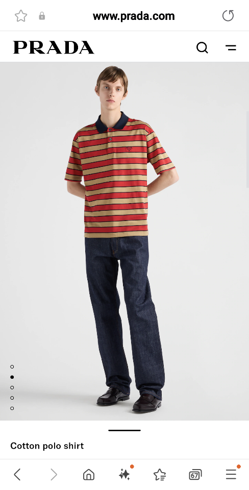 Prada Cotton polo shirt Camel/Red-duoc-ban-tai-HVIP Shoes & Clothes