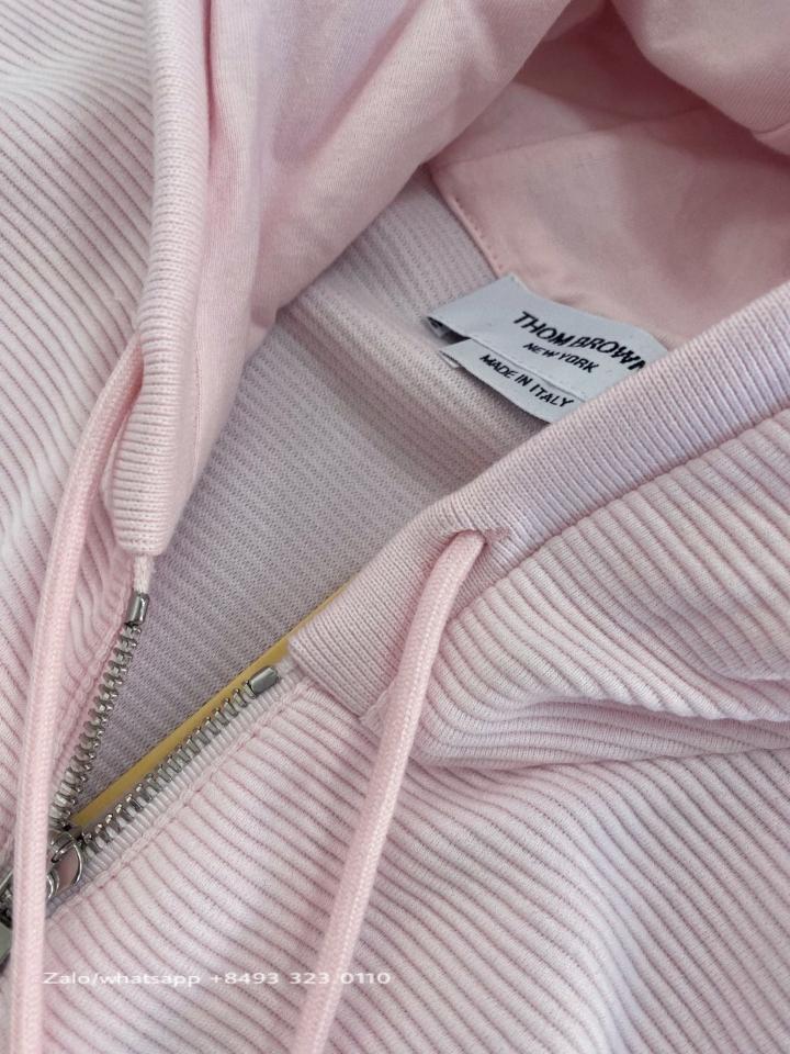 Thom Browne LIGHT pink  OTTOMAN RIB 4-BAR ZIP HOODIE FJT205A08138055 tur-duoc-ban-tai-Hvip Bags & Accessories