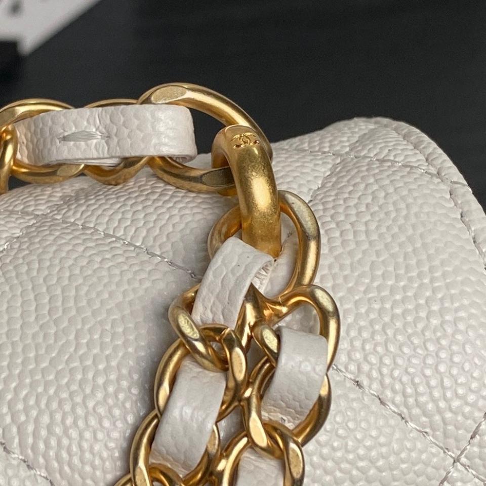 Chanel flap bag calfskin and Gold-Tone white AS5240  22×14×6.5cm-duoc-ban-tai-Hvip Bags & Accessories