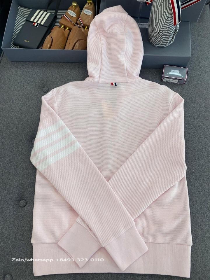 Thom Browne LIGHT pink  OTTOMAN RIB 4-BAR ZIP HOODIE FJT205A08138055 tur-duoc-ban-tai-Hvip Bags & Accessories