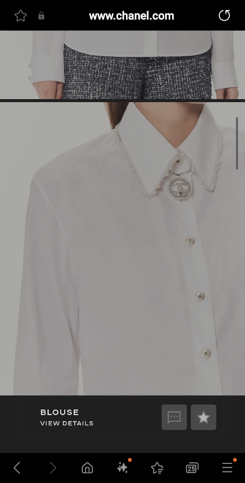 Chanel Blouse
 
Cotton Poplin & Imitation Pearls 
White P78988-V70860-00100-duoc-ban-tai-HVIP Shoes & Clothes
