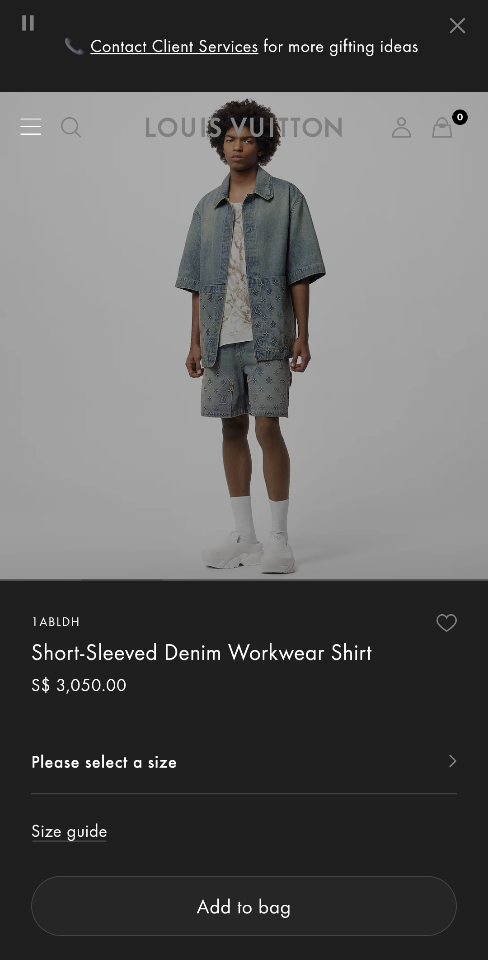 Louis Vuitton 1ABLDH Short-Sleeved Denim Workwear Shirt 1-duoc-ban-tai-HVIP Shoes & Clothes