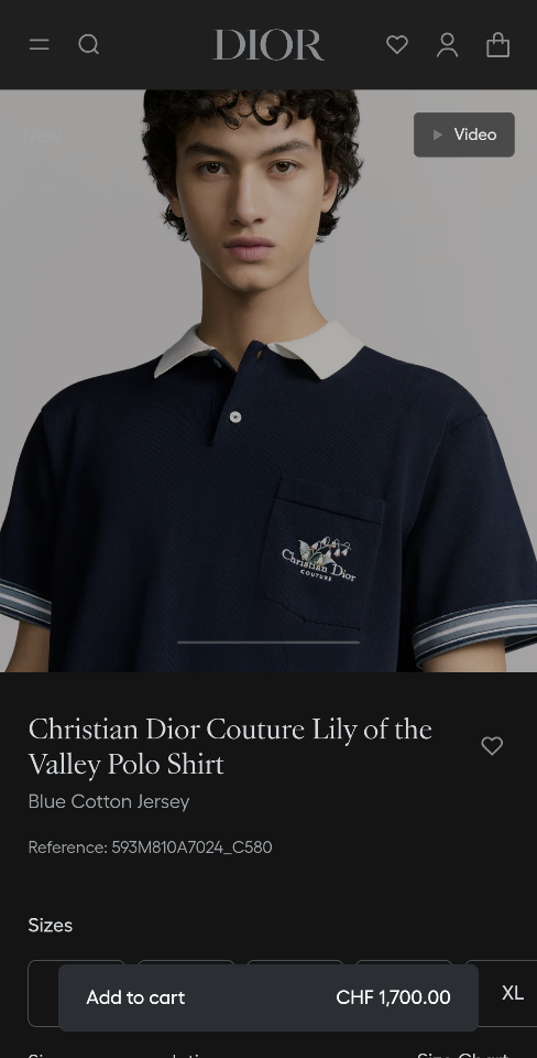 Dior Christian Dior Couture Lily of the Valley Polo Shirt
Blue Cotton Jersey
593M810A7024_C580-duoc-ban-tai-HVIP Shoes & Clothes