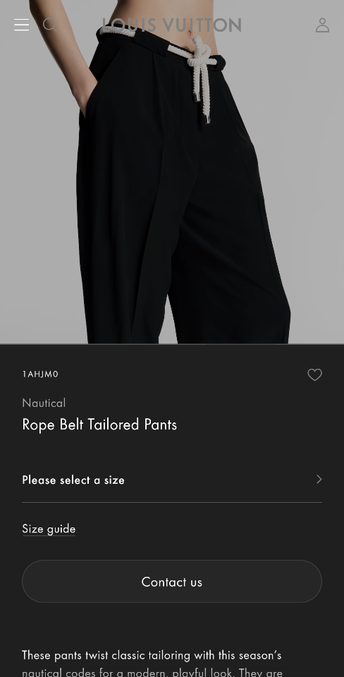 Louis Vuitton 1AHJM0
Nautical
Rope Belt Tailored Pants-duoc-ban-tai-HVIP Shoes & Clothes