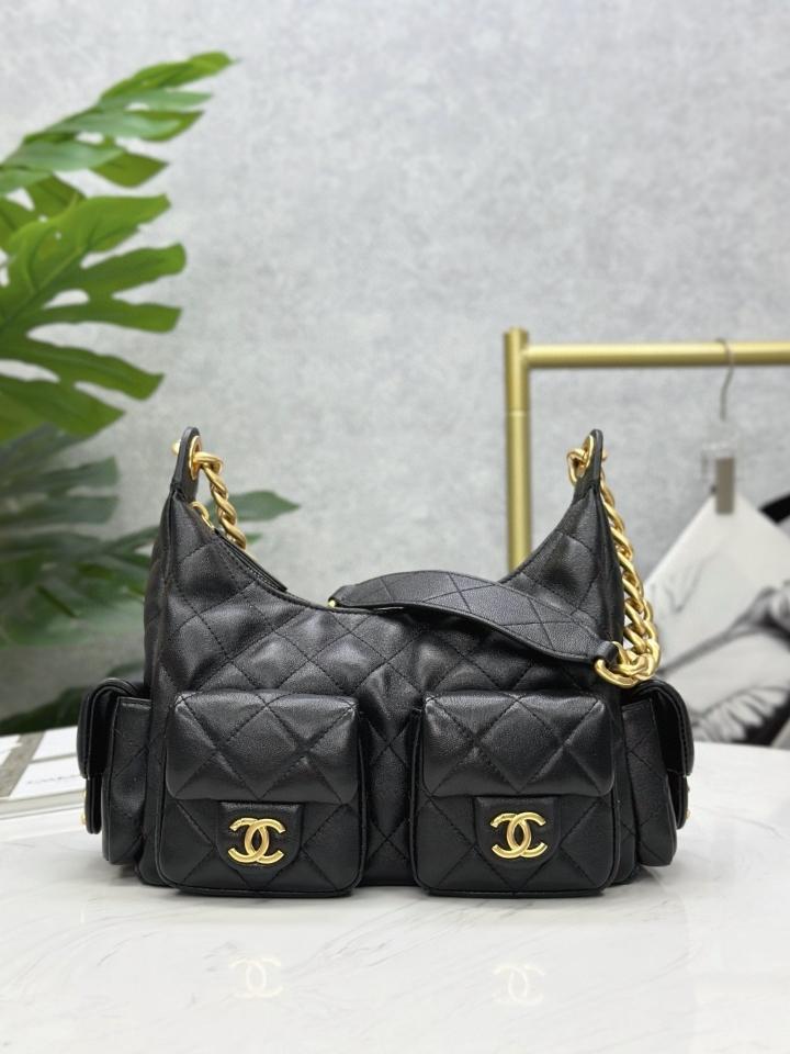 Chanel 25c AS5339 LARGE HOBO BAG Lambskin & Gold-Tone Metal Black Ch5-duoc-ban-tai-Hvip Bags & Accessories