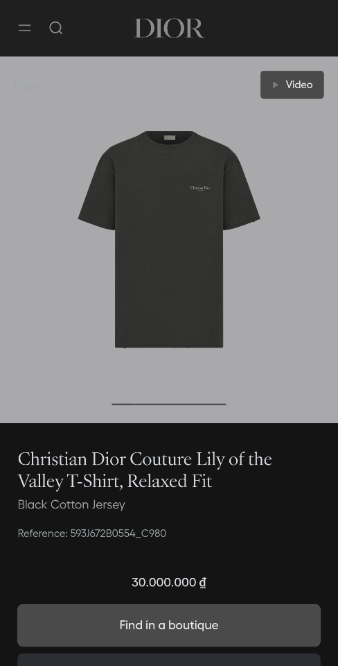 Christian Dior Couture Lily of the Valley T-Shirt, Relaxed Fit
Black Cotton Jersey
593J672B0554_C980 1-duoc-ban-tai-HVIP Shoes & Clothes