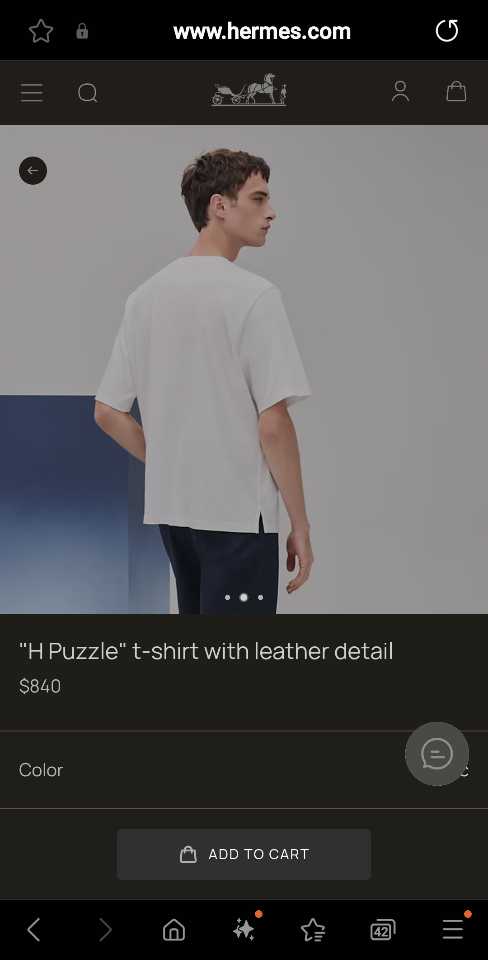 Hermès "H Puzzle" t-shirt with leather detail white H555500H367-duoc-ban-tai-HVIP Shoes & Clothes