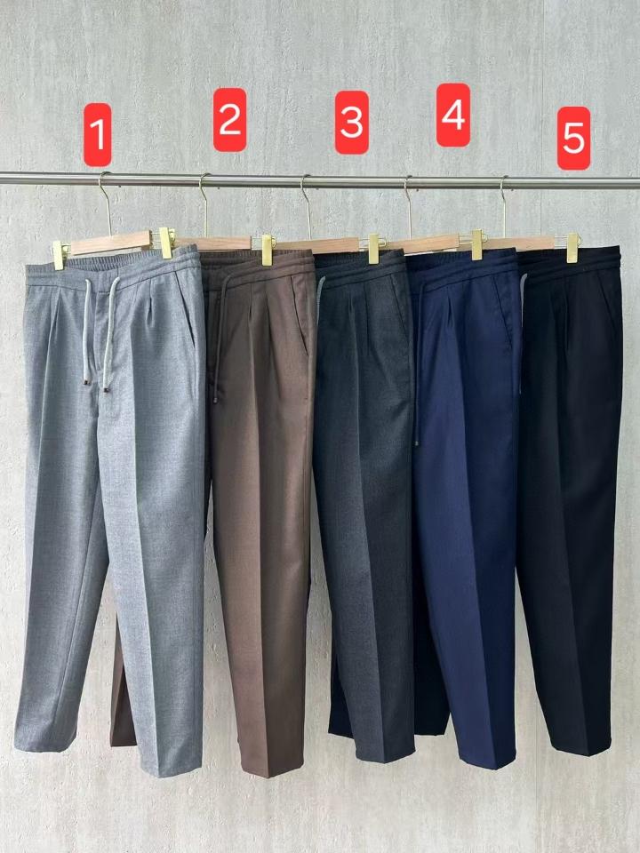 Brunello Cucinelli Leisure fit trousers with drawstring in wool and cotton navy black -duoc-ban-tai-HVIP Shoes & Clothes