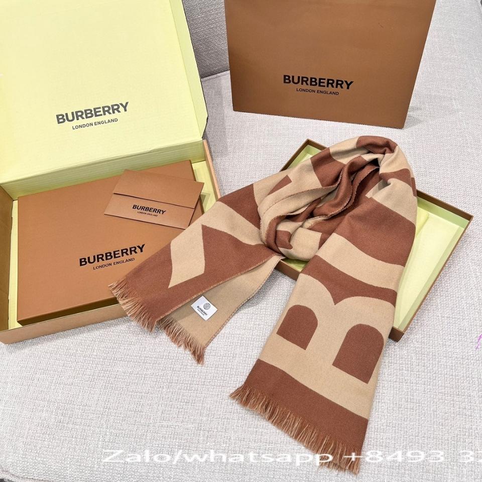 Burberry Logo Wool Scarf 805714 Birch brown K4-duoc-ban-tai-Hvip Bags & Accessories