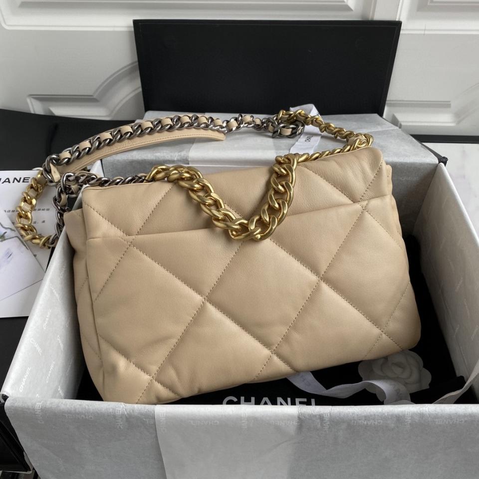 CHANEL 19 HANDBAG  Large Shiny Lambskin, Silver-Tone, Gold-Tone & Ruthenium-Finish Metal  beige AS1161 Cr1( 20 x 30 x 10cm)-duoc-ban-tai-Hvip Bags & Accessories
