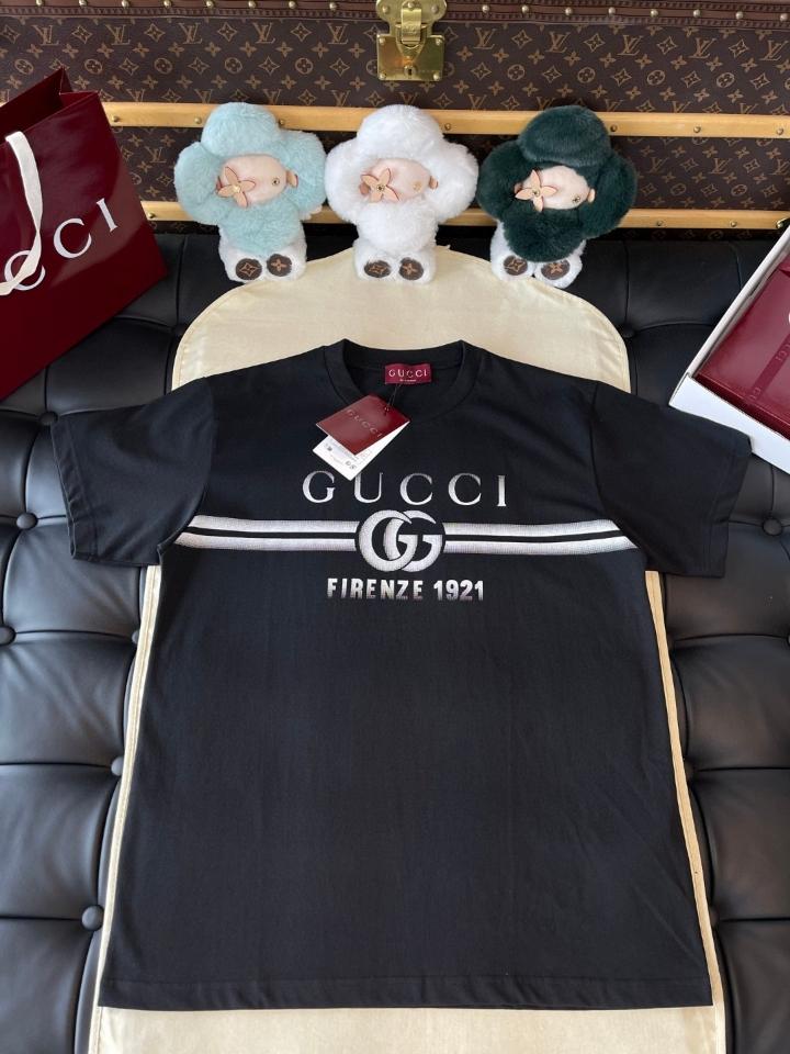 Gucci Cotton jersey T-shirt with Gucci print 785345 white black -duoc-ban-tai-HVIP Shoes & Clothes