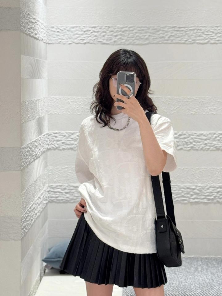 Dior Dior Oblique T-Shirt, Relaxed Fit White Cotton Jersey 593J696U3012_C001 2-duoc-ban-tai-HVIP Shoes & Clothes