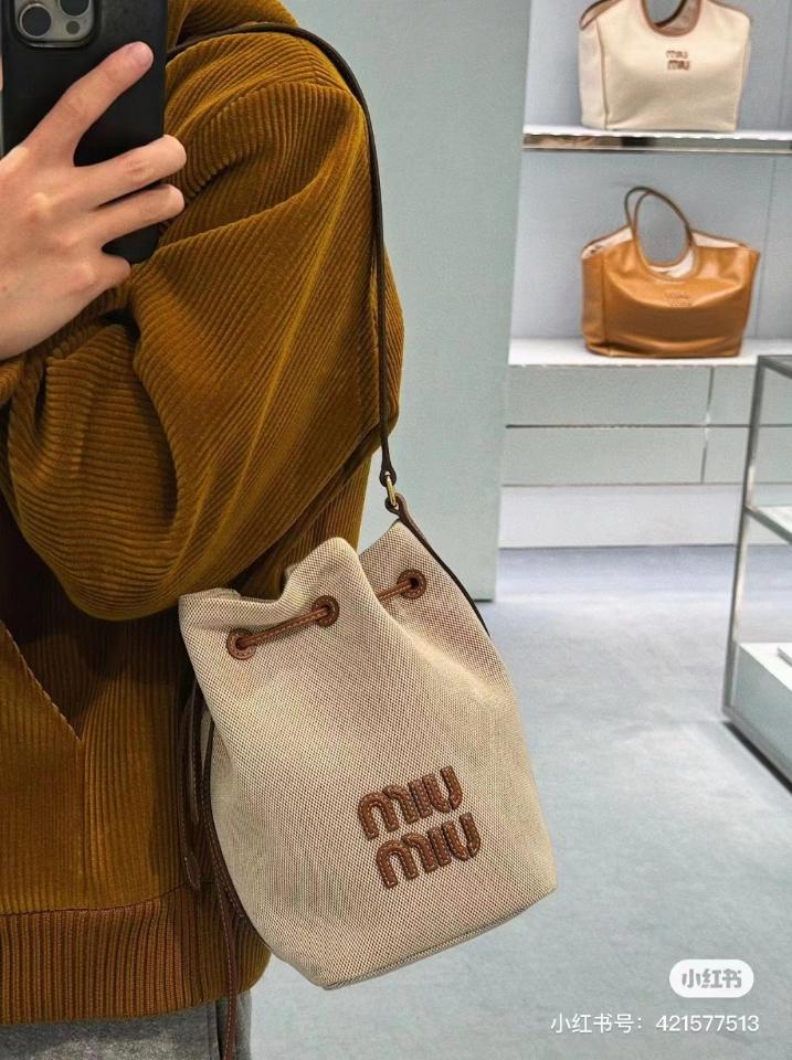 Miu Miu 5BE090 mini canvas bucket bag M1-duoc-ban-tai-Hvip Bags & Accessories